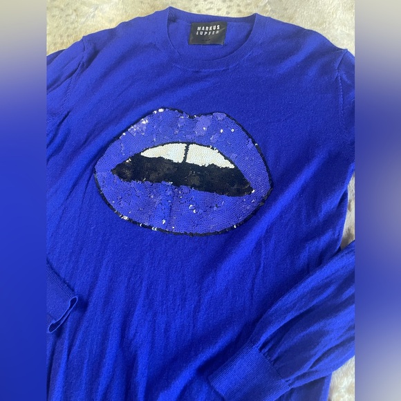 Markus Lupfer Royal Blue Sweater with Sequin Detail - Picture 3 of 8